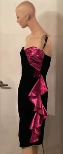 VTG GUNNE SAX JESSICA MCCLINTOCK BLACK VELVET DRESS WITH PINK STATEMENT SZ 11 - Picture 1 of 5