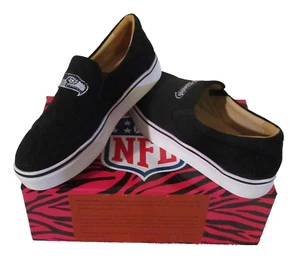 NIB Cuce Seattle Seahawks Womens Slip-On Sneakers Shoes 8 Black MSRP$70 - Picture 1 of 5