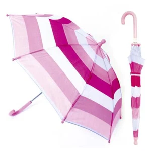 A2Z 4 Kids Girl Pink Stripes Auto Lightweight Parasol Umbrella Waterproof Brolly - Picture 1 of 9