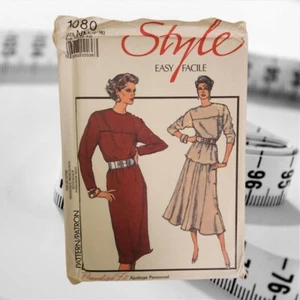 Estilo Fácil 1080 Talla NN 10 a 16 Mujer Vestido Top Falda Patrón Sin Cortar Años 80 - Imagen 1 de 6