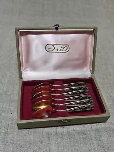 Sowjetische 1970er Jahre 6er Set Teelöffel Vintage UdSSR ZID Silber 875. mit Emaille. - Bild 1 von 18