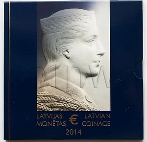 LATVIA LETTLAND 2014 OFFICIAL SET OF 8 COINS 1C-2⬠COMM BU BOOKLET (# 534) - Picture 1 of 3