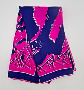 VERA Neumann Pink & Blue Abstract 27 inch Square Scarf Silk Scarf, USA Vintage - Picture 1 of 6
