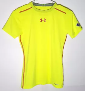 Under Armour Youth Yellow Athletic Shirt - NFL Combine Boys Fitted Running Top - Picture 1 of 8