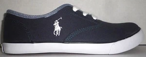 Nuevo POLO Ralph Lauren Niñas Penny Bajo Encaje Lona Tenis Zapatos Azul Niño Grande 3 Y - Imagen 1 de 7