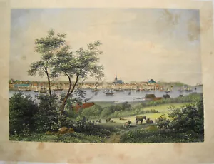 Kiel Schleswig-Holstein hermoso grabado en acero de colores antiguos 1845 - Imagen 1 de 2