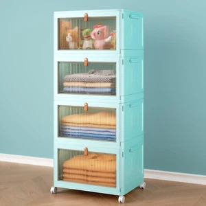 4 Tier Stackable Plastic Storage Bins with Lid and Wheels - 23 QT Closet Organiz - Picture 1 of 12