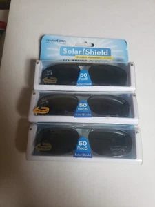 3 Pairs Solar Shield Polarized Clip On Sunglasses 50 rec 5 Full Frame Gray Lens - Picture 1 of 1