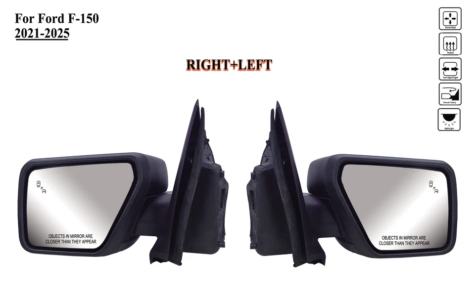 Pair Right+Left Side Mirror with BLIS and Light Manua Fold  for 21-25 Ford F-150 - Image 1 of 4