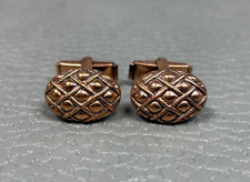 Vintage Criss Cross Pattern Copper Plated Cuff Links