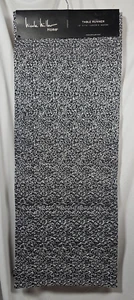 Nicole Miller 14x72 Table Runner Elegant Silver on Dark Gray Cotton SHIPS FREE - Picture 1 of 3