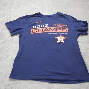 Houston Astros Nike Men Medium Navy Blue Orange 2022 World Series Champs T-Shirt - Picture 1 of 11