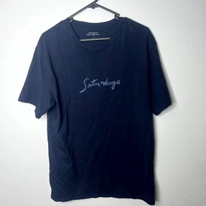 Saturday NYC T-Shirt Mens Medium Short Sleeve Regular Fit Navy Graphic Print Tee - Picture 1 of 11