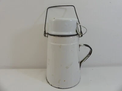 (RefJOH49) Stove pot white enamel with lid/cup - Image 1 of 4