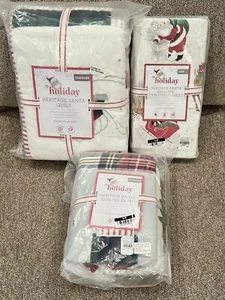 Pottery Barn Kids Heritage White Santa Toddler Quilt Cotton Crib Sheet Std Sham - Picture 1 of 4