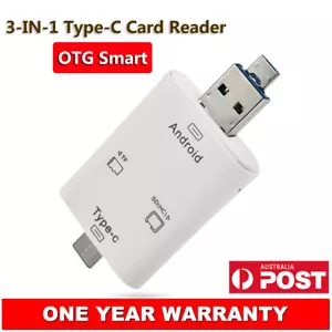 USB 3.1 Type-C 3in1 OTG Dongle TF SD MS Card Reader For Samsung S20+ 5G M31 AU - Picture 1 of 9