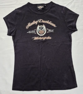 Harley Davidson Motorcycles T Shirt Donna Nera Media 105 Anniversario - Foto 1 di 4