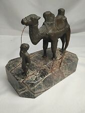Vtg Theodore Alexander Bronze Marble 2 Hump Camel Statue Figure Sculpture Man 