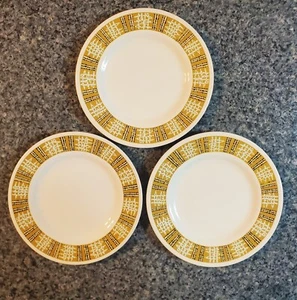 RARE Set of 3 Crown Devon Fieldings CANBERRA Salad Plates 7" Art Deco 1960s - Picture 1 of 4