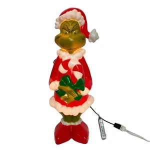 Gemmy  Dr Seuss The Grinch Christmas Light Up Blow Mold Holding Candy Cane - Picture 1 of 7