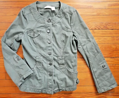 DKNY Utility Chaqueta Militar Safari Botón Elástico Denim Mujer Talla Pequeña S Foto 1 de 4