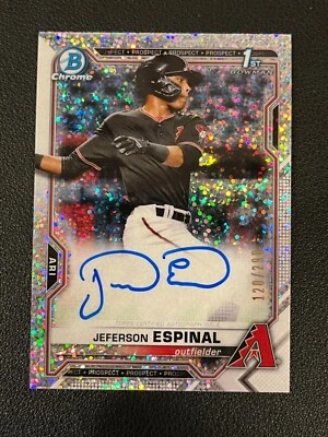 Jefferson Espinal 2021 Bowman Chrome 1st Auto Speckle /299 Diamondbacks  - Image 1 of 2