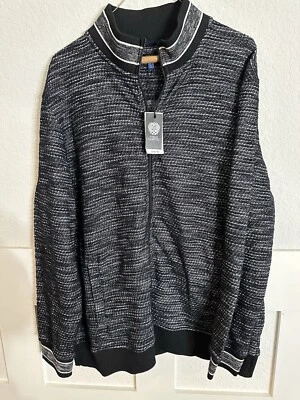 Suéter Vince Camuto Para Hombres XL Gris Negro Blanco Tejido Cremallera Completa Nuevo con Etiquetas Precio de venta sugerido por el fabricante $125! Foto 1 de 4