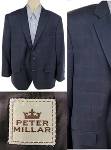 Peter Millar Blazer 44 S dunkelblau Fensterscheibe kariert Wolle Herren Anzugjacke - Bild 1 von 11