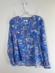 Carve Designs Blouse Organic Cotton Women’s Medium Blue Floral Tropical Resort - Picture 1 of 11