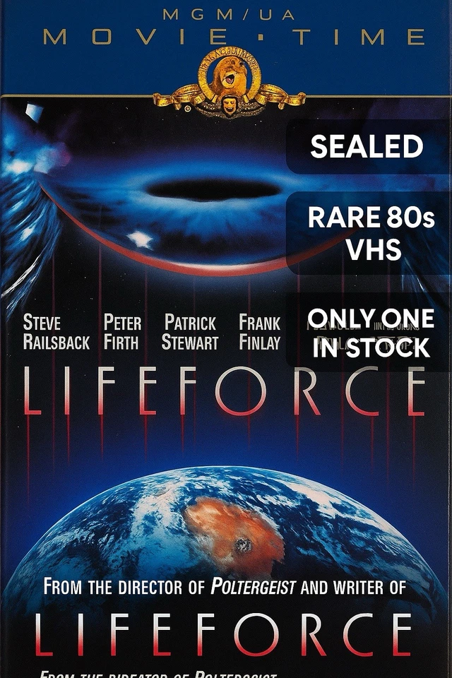 Lifeforce VHS 1985 Sealed MGM/UA Movie Time Horror Sci-Fi Patrick Stewart Rare - Image 1 of 4
