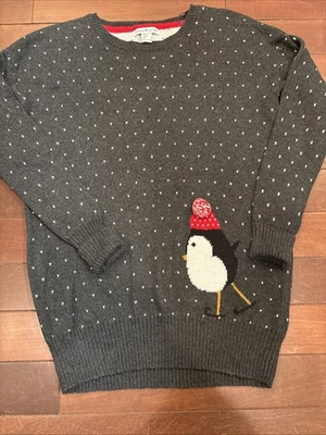 Suéter Wearing Your Heart On Your Sleeve para mujer talla S gris corazones y pingüinos Foto 1 de 4