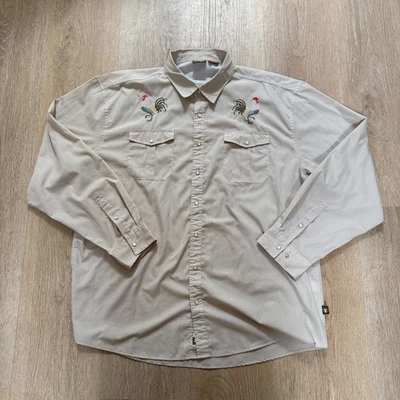Howler Bros Gaucho SnapShirt Mens XXL Creme Gulf Rooster Microstripe Outdoor - Image 1 of 4