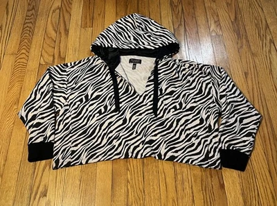 Толстовка с капюшоном Victoria Secret с принтом зебра укороченная с v-образным вырезом атласная с подкладкой легкий размер большой - Изображение 1 из 4