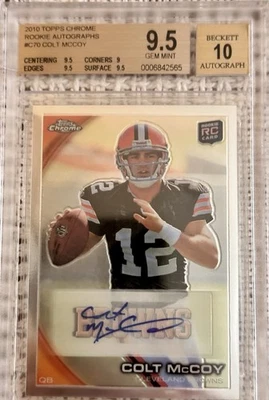2010 Topps Chrome Colt McCoy Rookie Autograph #C70. BGS 9.5 GEM MINT & 10 - Image 1 of 4