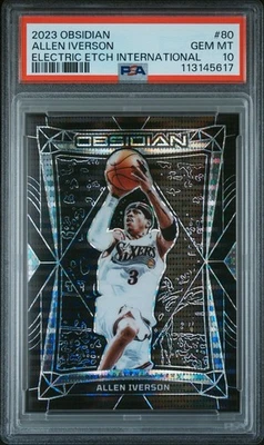 Allen Iverson Obsidian 2023-24 Electric Etch International PSA10 POP3 - Image 1 of 3