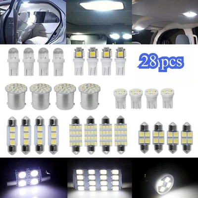 28x LED Interior Lights Bulbs Car Trunk Dome License Plate Lamps 6000K  White Foto 1 de 4
