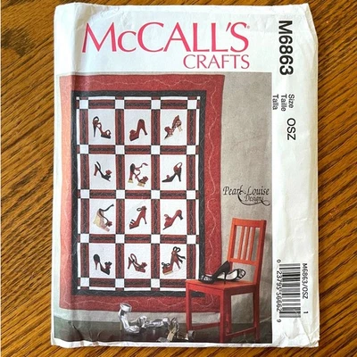 UNCUT McCalls 6863 Craft Sewing Pattern High Heel Shoe Quilt Applique 54x78" - Image 1 of 2