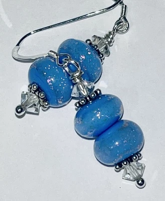 纯银施华洛世奇水晶和灯饰耳环 - 小精灵灰尘独一无二 — 第 1/3 张图片