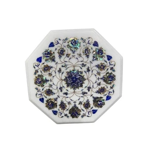 12"Floral Marble Small Table Top Inlay Coffee Table Home Decor Furniture Craft - Picture 1 of 8