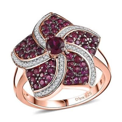 ¡¡IMPRESIONANTE!! Anillo racimo granate hormiguero 1,90 ctw chapado en oro rosa vermeil talla 5 Foto 1 de 4