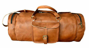 Handmade Leather Tote Luggage Travel Bag Duffle Gym Bag 30" Round Luggage Large
