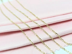 Unique Thin 14K Karat Solid Yellow Gold Designer Figaro Link Chain Necklace 21" - Picture 1 of 16