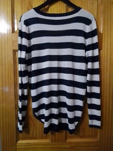 Lauren Ralph Lauren Womens Medium Sweater Pullover Blue White Stripe See Video - Picture 1 of 3