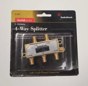 4 Way Splitter Bi-Directional 5-1100MHz Gold Plated TV Video Coax Cable - NEW - Picture 1 of 2