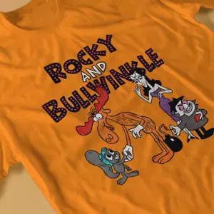 Jay Ward Cartoons Rocky Bullwinkle Natasha Men_s 100_ Cotton NI1090 - Picture 1 of 3