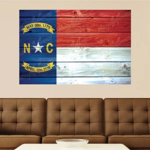 North Carolina Flag Distressed Wood Vinyl Wall Decal Sticker Graphic Art - Picture 1 of 2