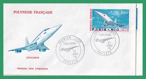 French Polynesie: 1976 - Concorde Paris-Rio FDC with Papeete FDI H/S - Picture 1 of 1