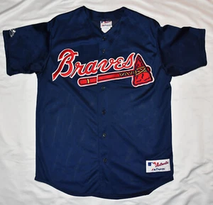 Mint! Majestic AUTHENTIC Collection Atlanta Braves Navy Jersey Large L READ - Picture 1 of 21