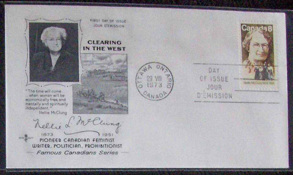 Canada  FDC NEILIE McCLUNG, 1973. - Image 1 of 1