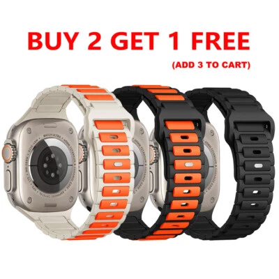 For Apple Watch Series Ultra 10 9 8 7 SE 6 iWatch 49mm Silicone Sport Strap Band - Image 1 of 4